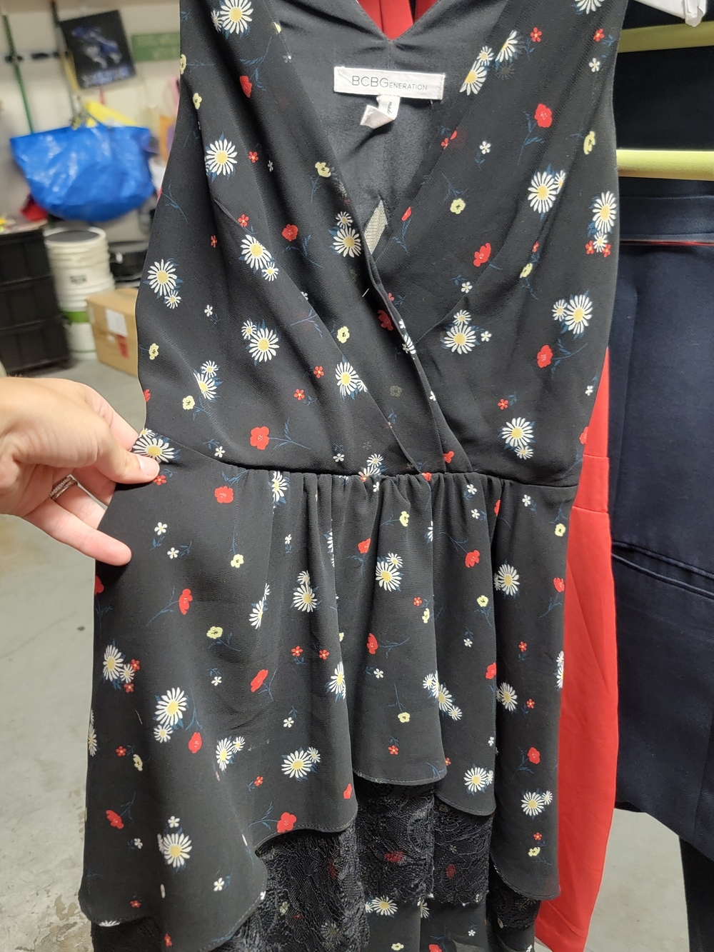 BCBGeneration Black Floral Wrap Dress Size 4